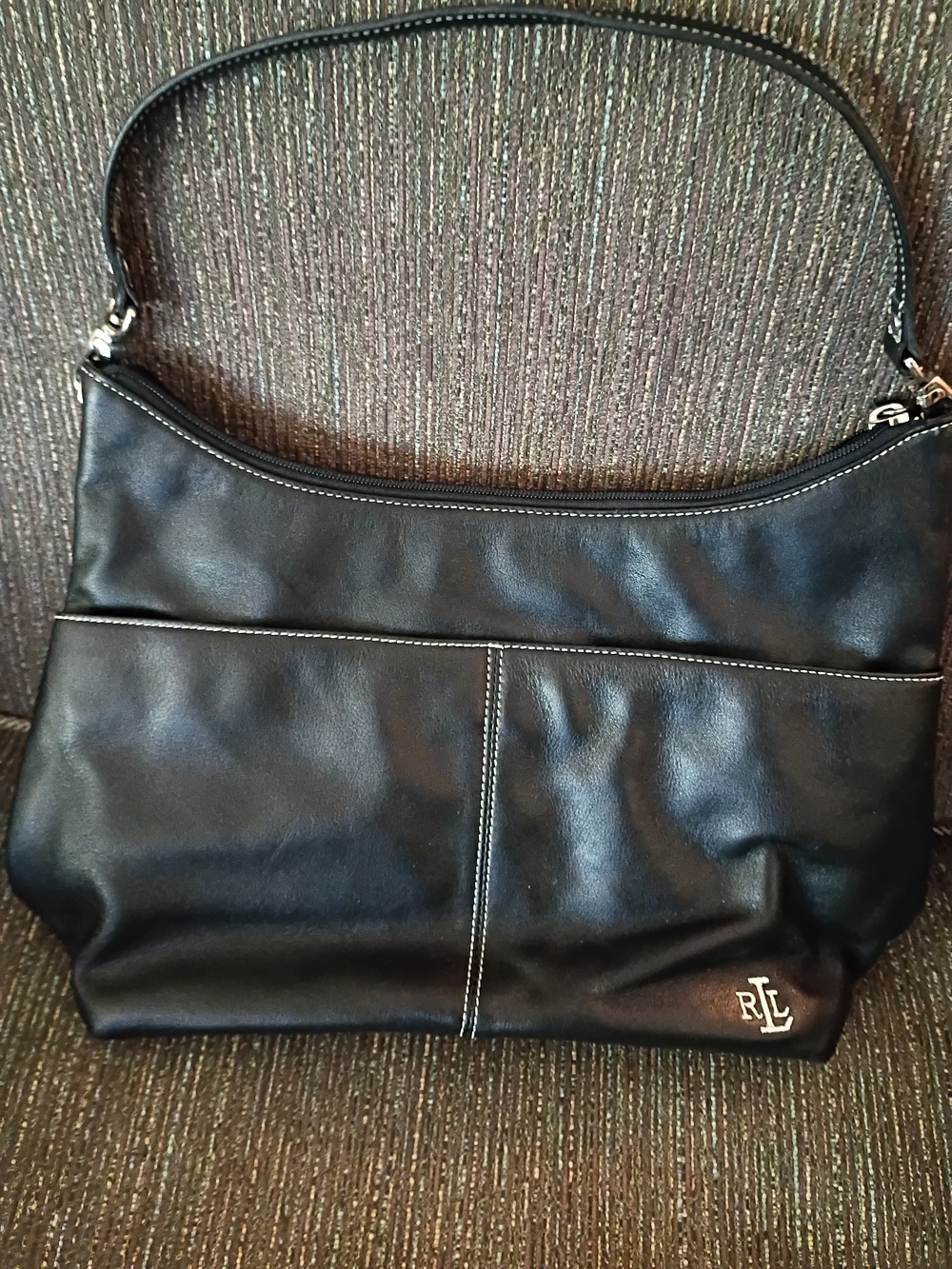 Lauren Ralph Lauren Black Leather Hobo Shoulder Bag Purse Vintage